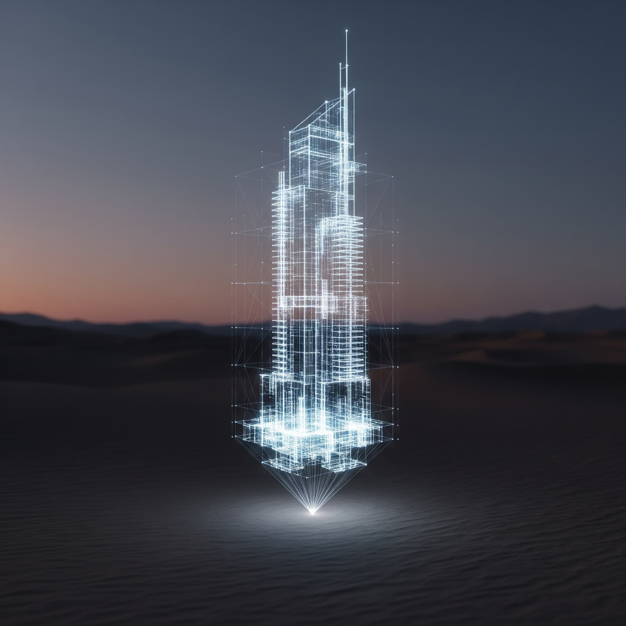 A conceptual image representing Ayn al Taqniya's mission to bring digital clarity and technological vision to the UAE's physical landscape